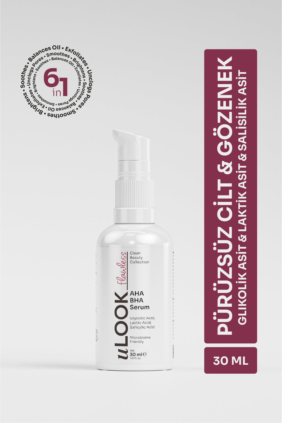 AHA BHA Serum Exfoliating Clean Beauty TR