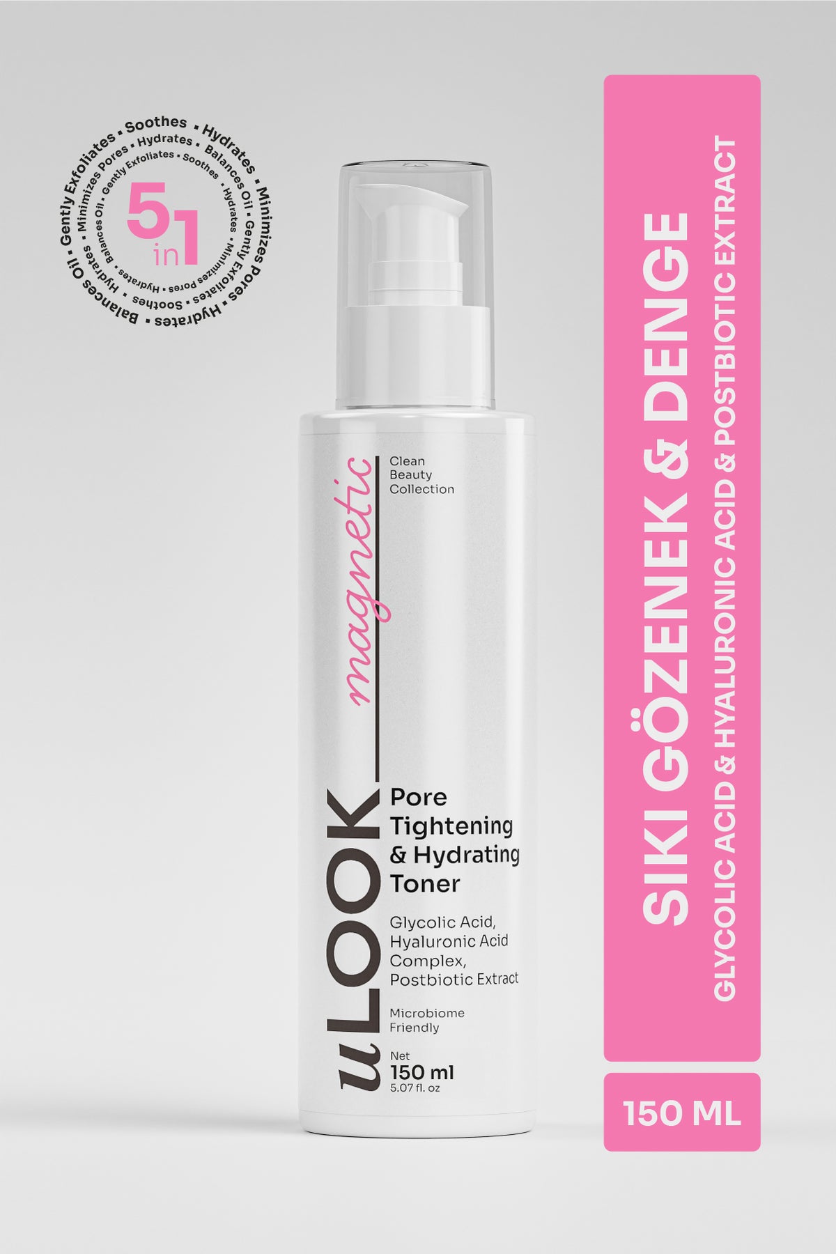 Siki Gözenek Önenge şk Look skincare toner bottle with pink label on a white background TR