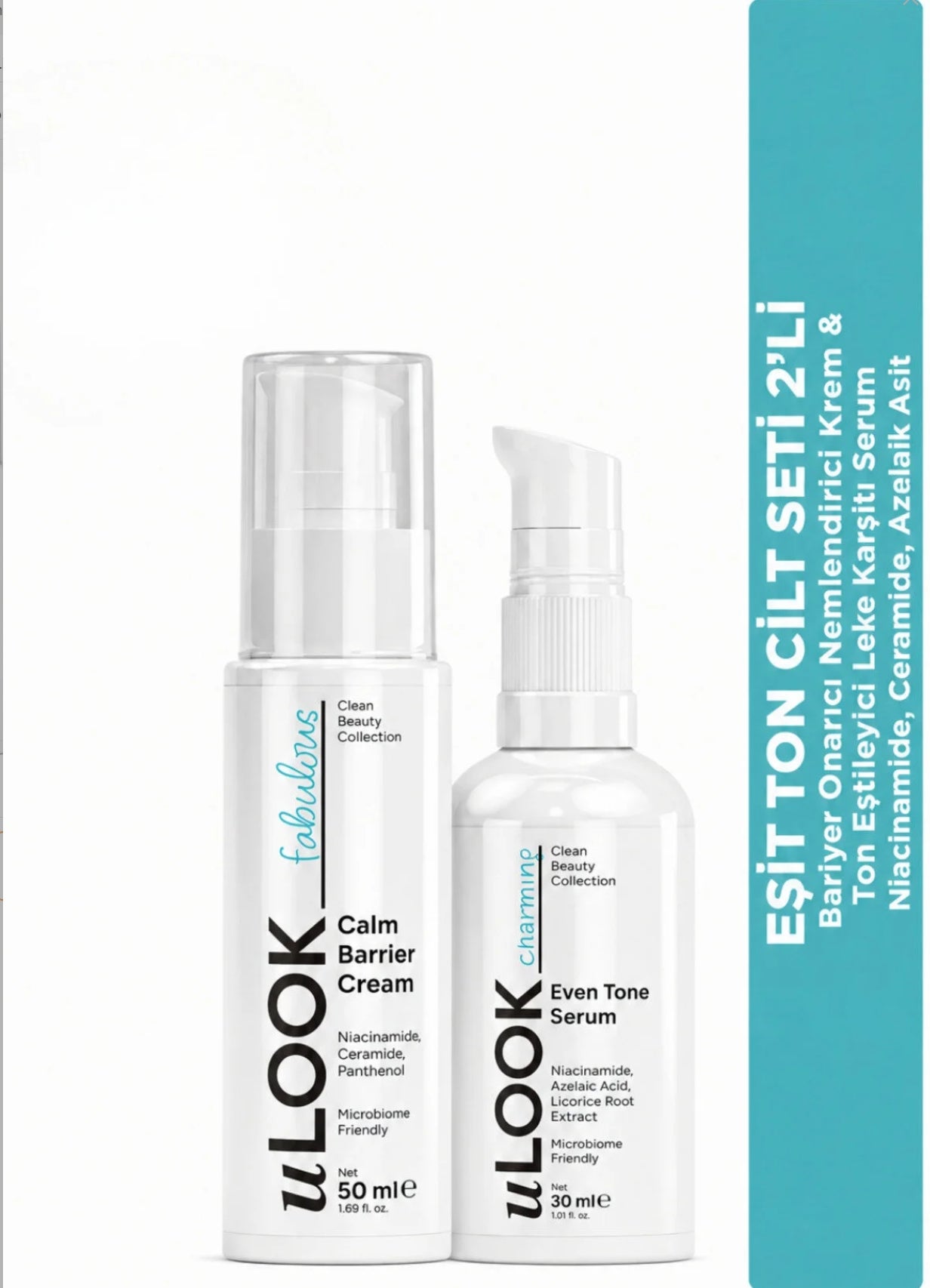 Even Tone Skin Set 2 Pieces – Barrier Repair Moisturizing Cream & Tone Equalizing Anti-Blemish Serum – Niacinamide, Ceramide, Azelaic Acid